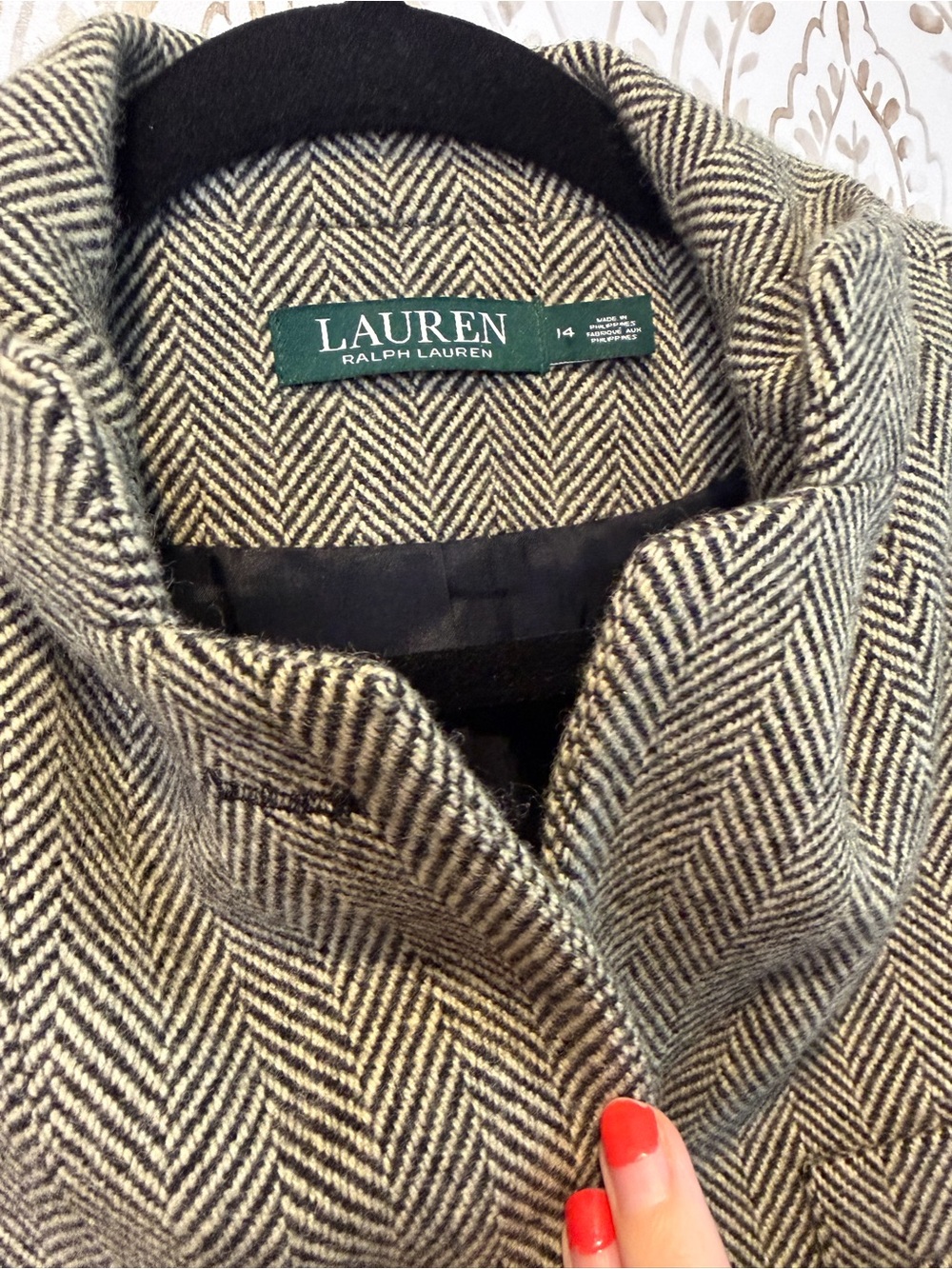 Lauren Ralph Lauren Wool Herringbone Blazer Women’s 14 - Picture 10 of 15